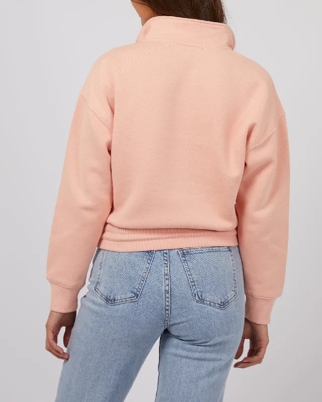 Silent Theory Juniper 3/4 Zip Crew Pale Pink