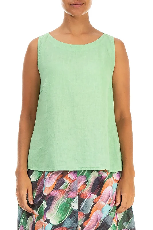 Sleeveless Green Sorbet Linen Top