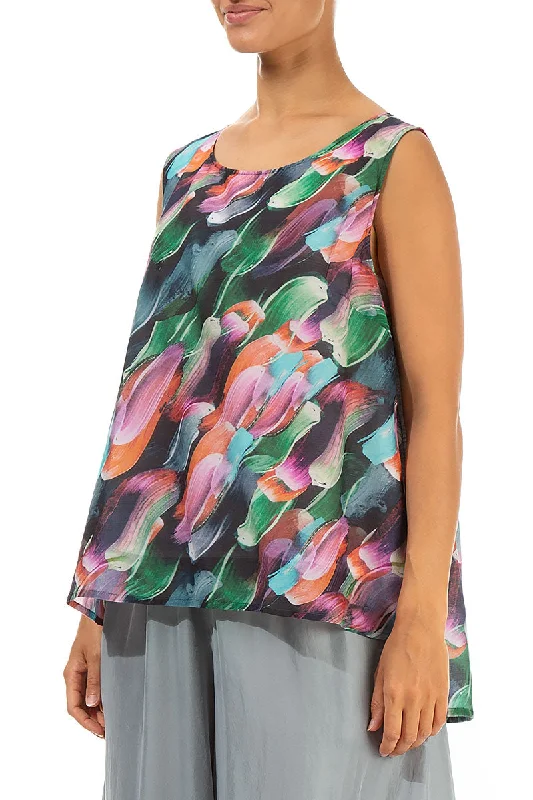 Sleeveless Paint Charm Silk Cotton Top