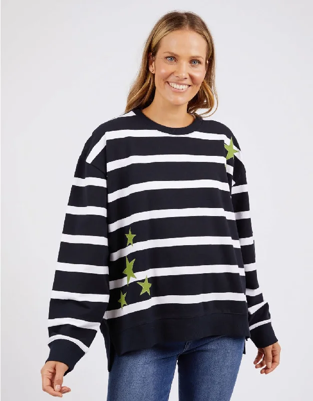 Starry Vee Fleece - Dark Sapphire/White Stripe