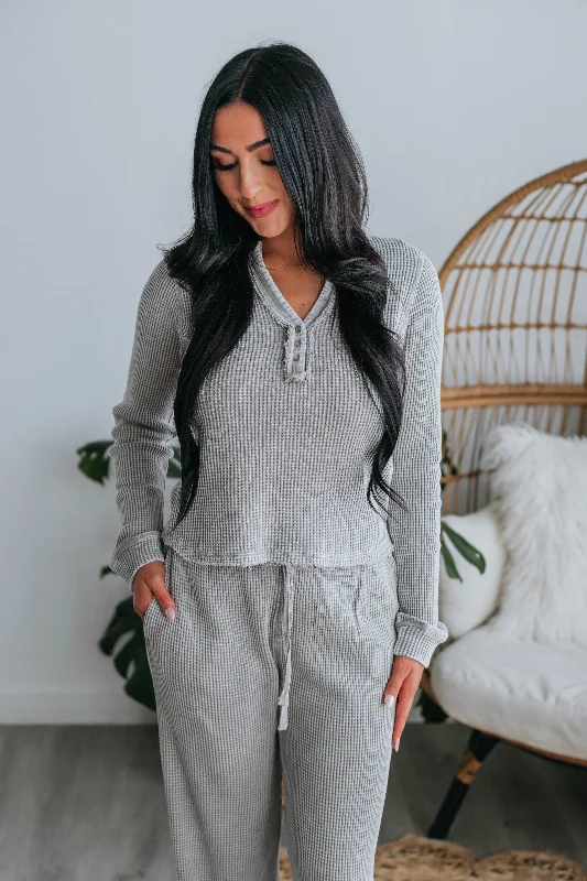 Staying In Lounge Top - Heather Grey