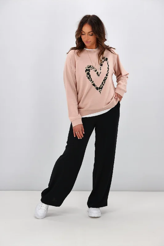 Stella + Gemma Everyday Sweater Blush Leopard Heart