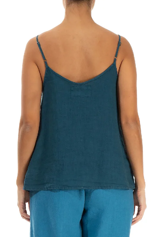 Strappy Dark Teal Linen Top