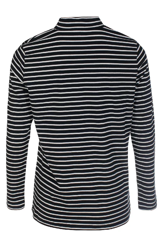 Stripe Turtle neck Top | BLACK IVORY | 6562ZZ