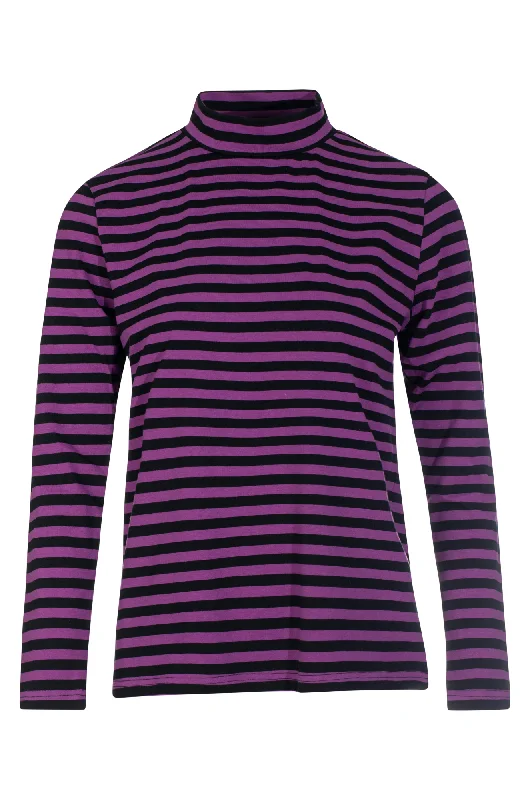 Stripe Turtle neck Top | Magenta Black | 6562ZZ