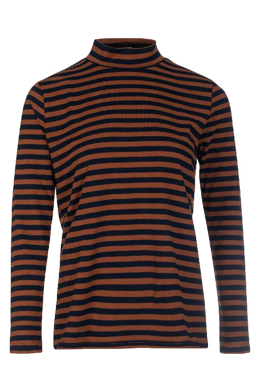 Stripe Turtle neck Top | Navy Cinnamon | 6562ZZ