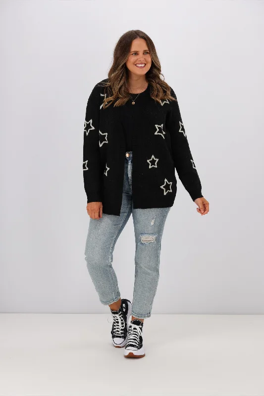 Sugarhill Brighton Laura Cardigan Star Silhouette Black