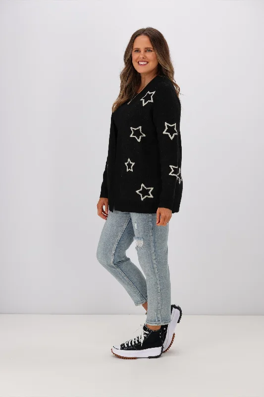 Sugarhill Brighton Laura Cardigan Star Silhouette Black