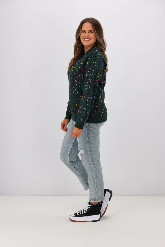 Sugarhill Brighton Noah Sweatshirt Rainbow Leopard Green