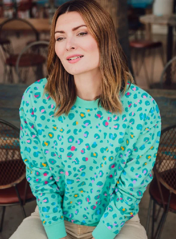 Sugarhill Noah Sweatshirt Rainbow Leopard Mint Green