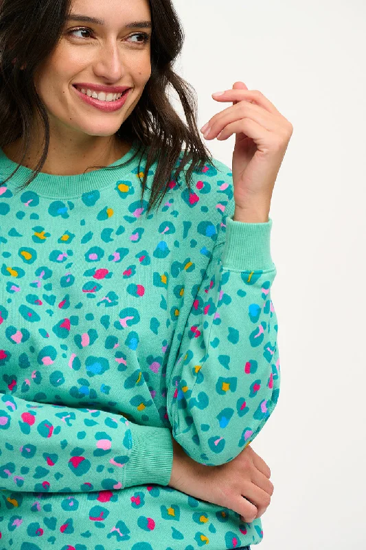 Sugarhill Noah Sweatshirt Rainbow Leopard Mint Green