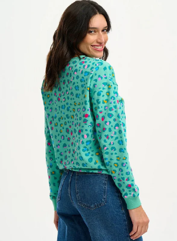 Sugarhill Noah Sweatshirt Rainbow Leopard Mint Green