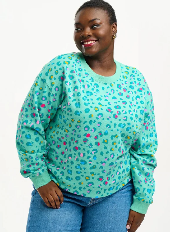 Sugarhill Noah Sweatshirt Rainbow Leopard Mint Green