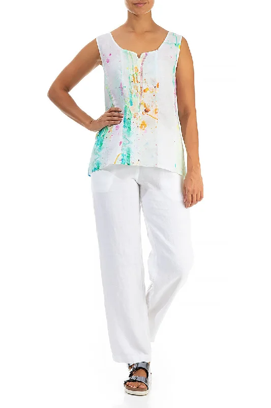 Sweetheart Neck Colour Splash Linen Top