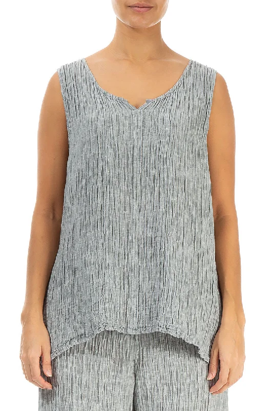 Sweetheart Neck Crinkled Sage Silk Top