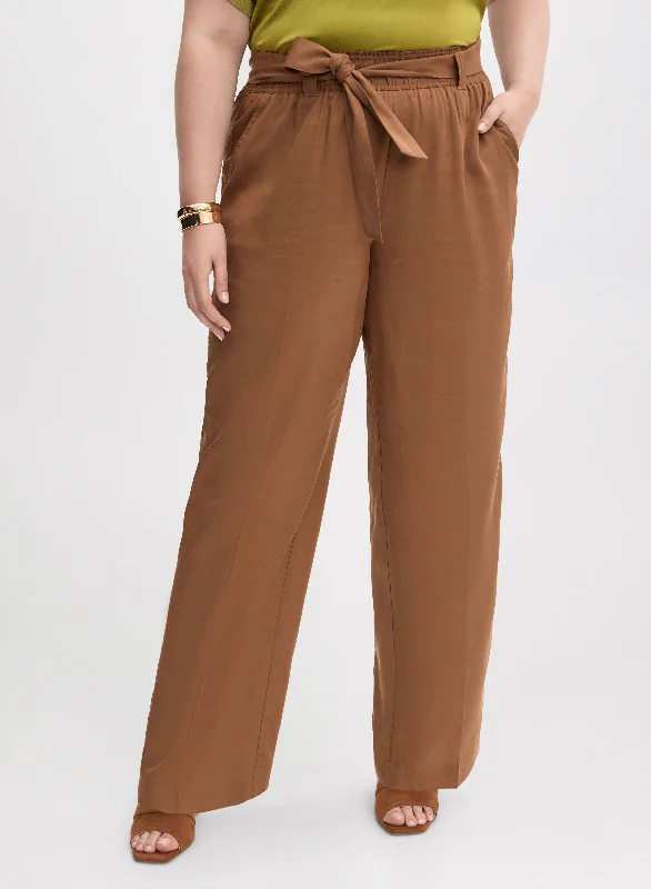 Tencel Pull-On Wide Leg Pants