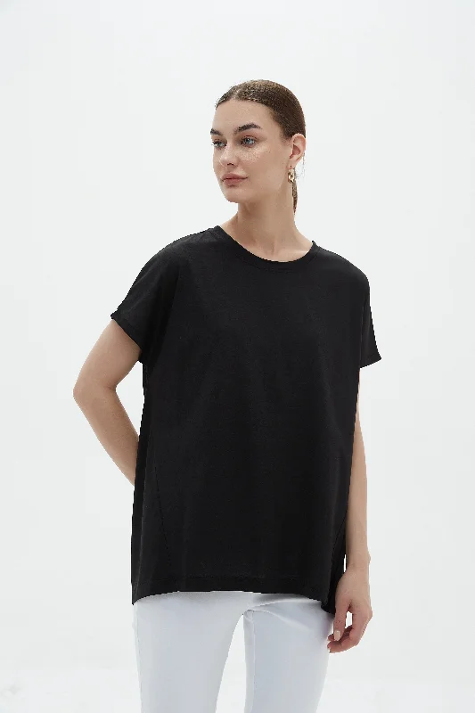 Tirelli Longline Crewneck Tee Black