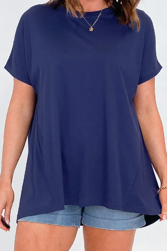 Tirelli Longline Crewneck Tee Navy