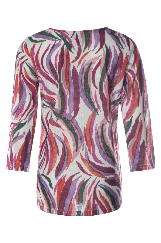 Printed Top with hi low hemline | Berry Lilac Abstract | 6801ZZ