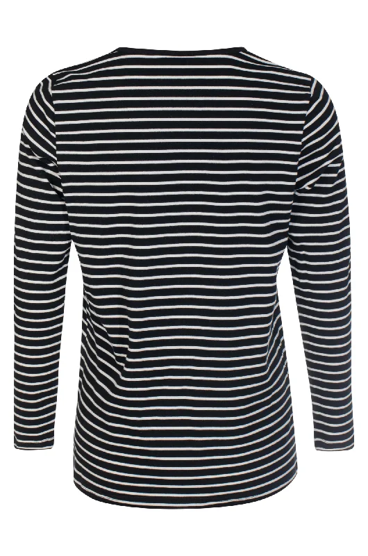 Crew neck Stripe Top | BLACK IVORY | 6561ZZ