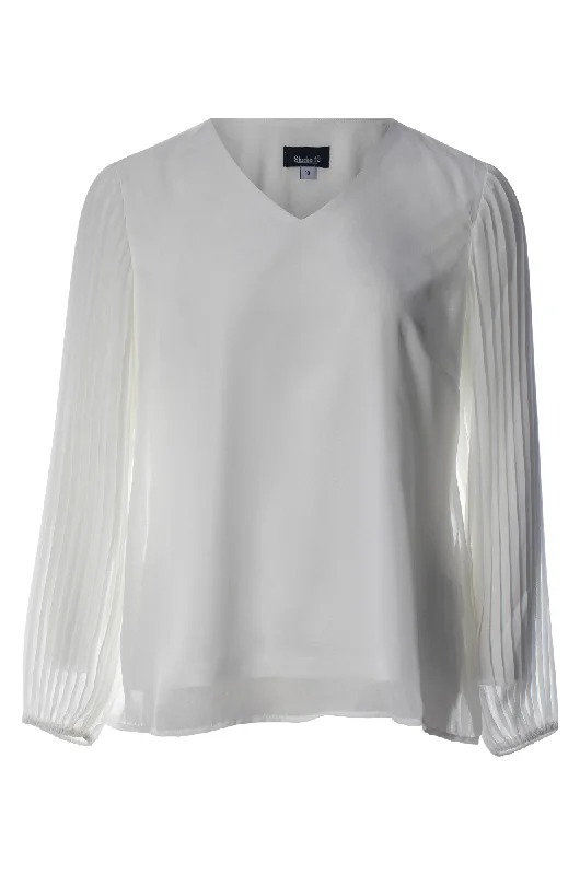 Pleated Sleeve Chiffon Top | IVORY | 8542ZZ