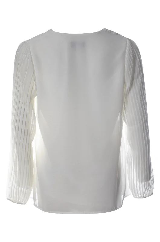 Pleated Sleeve Chiffon Top | IVORY | 8542ZZ