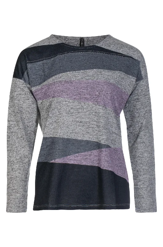 Fancy Warm Touch Top | Lilac Charcoal Geo | 4396ZZ