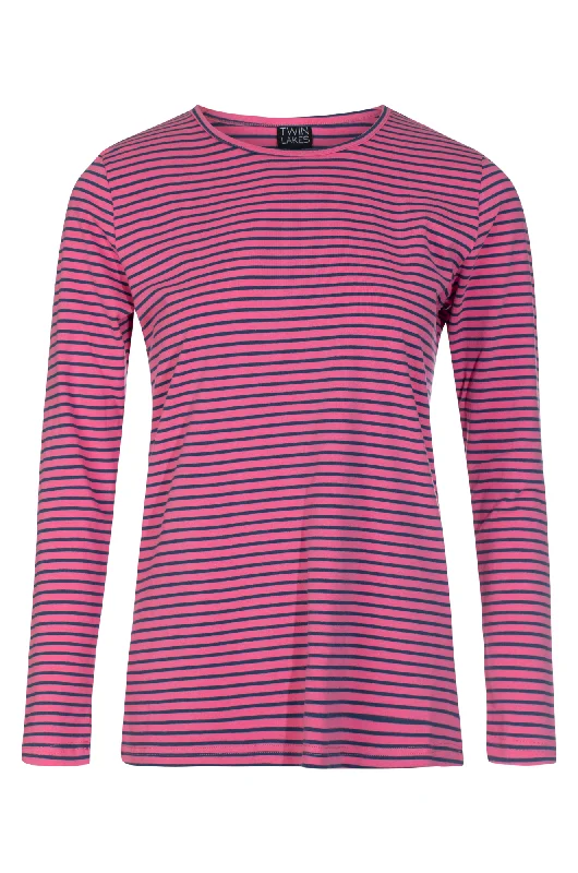 Crew neck Stripe Top | PINK INDIGO | 6561ZZ