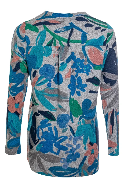 Printed Warm Touch Tunic | Multi Blues Garden | 7912ZZ