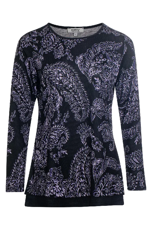 Tunic with detachable cowl neck | PURPLE PAISLEY | 7914ZZ