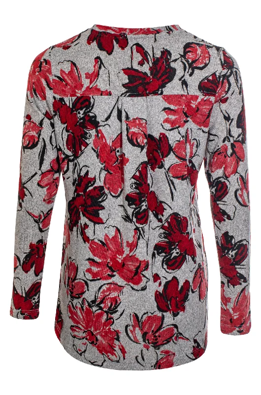 Printed Warm Touch Tunic | RED BLACK FLOWER | 7912ZZ