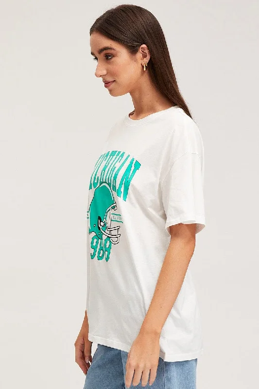 White Graphic T Shirt Short Sleeve