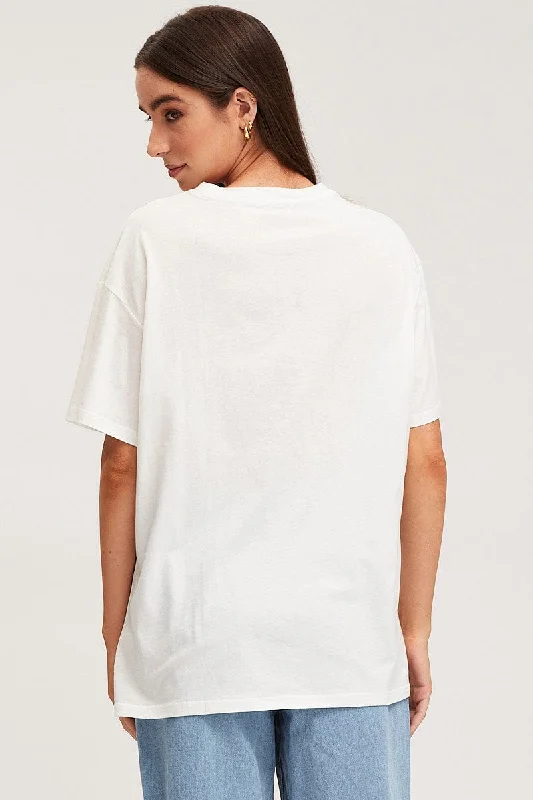 White Graphic T Shirt Short Sleeve