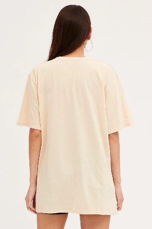 White Graphic T-Shirt Short Sleeve Oversized