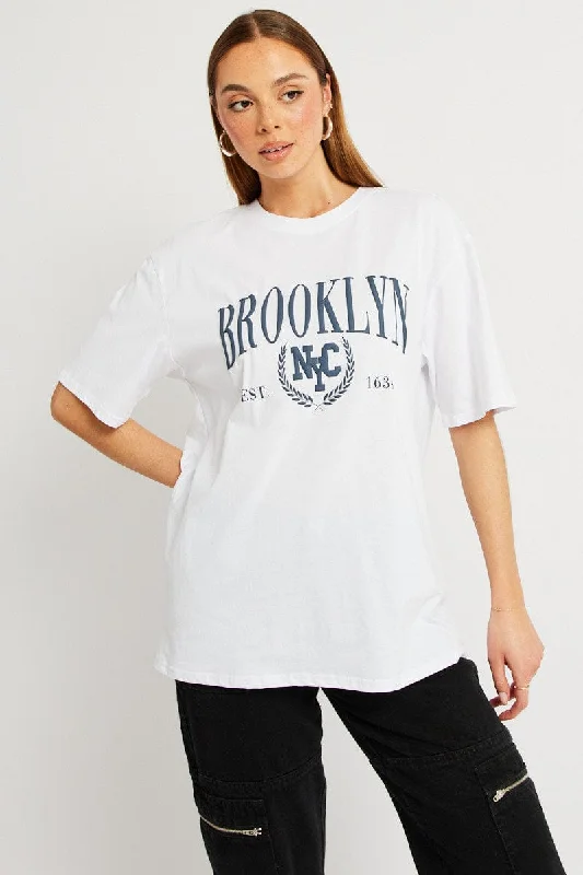 White Graphic Tee Short Sleeve