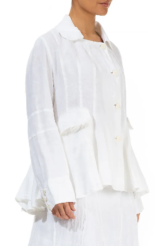 White Peplum Linen Jacket