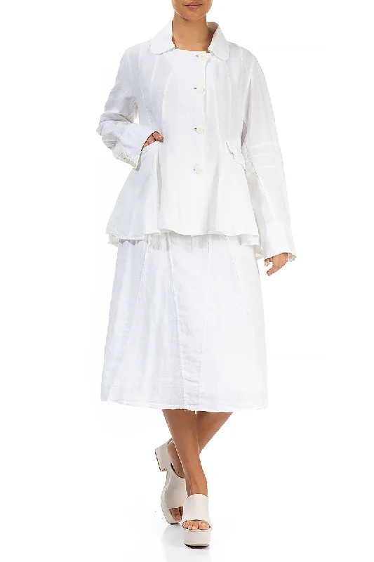 White Peplum Linen Jacket