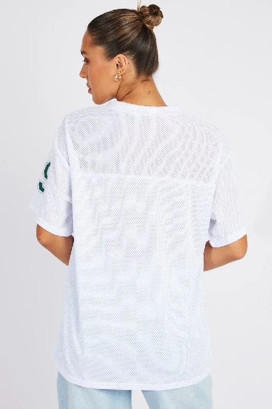 White Sports Tee Short Sleeve