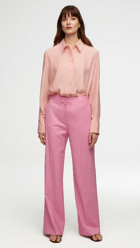 Wide Leg Trouser in Seasonless Wool | Bubblegum