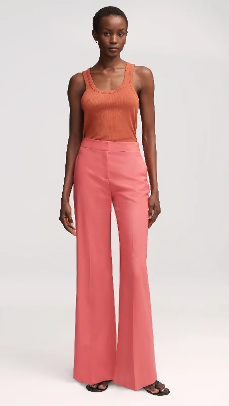 Wide Leg Trouser in Seasonless Wool | Salmon