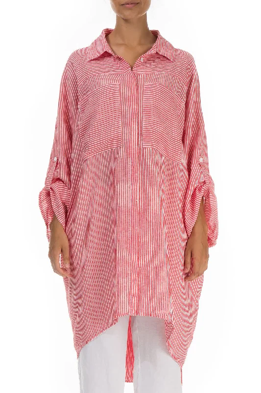 Wide Loose Stripy Linen Shirt