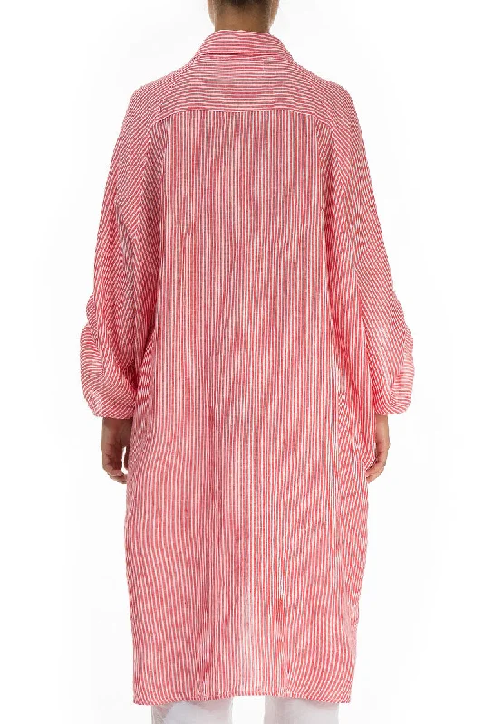 Wide Loose Stripy Linen Shirt