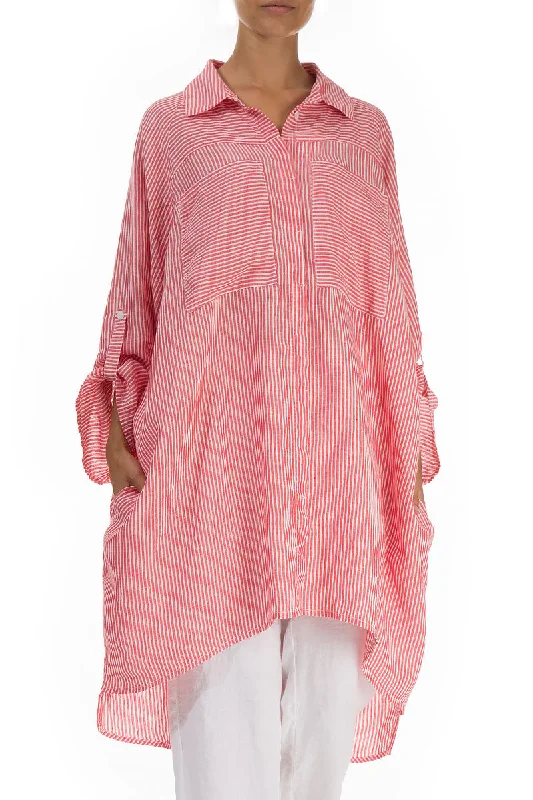 Wide Loose Stripy Linen Shirt