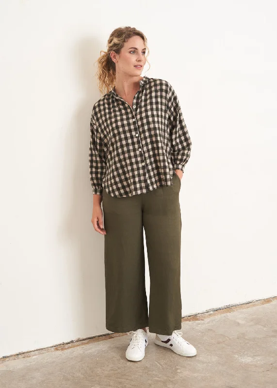 YVETTE SOFT CHECK SHIRT - KHAKI