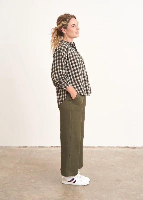 YVETTE SOFT CHECK SHIRT - KHAKI