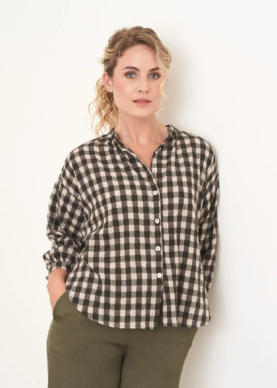 YVETTE SOFT CHECK SHIRT - KHAKI