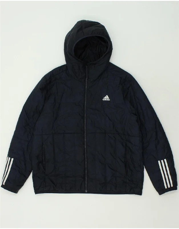 Men's Coats with Flannel LiningADIDAS Mens Hooded Padded Jacket UK 42 XL Navy Blue Polyester Men's Coats with Flannel LiningADIDAS Mens Hooded Padded Jacket UK 42 XL Navy Blue Polyester