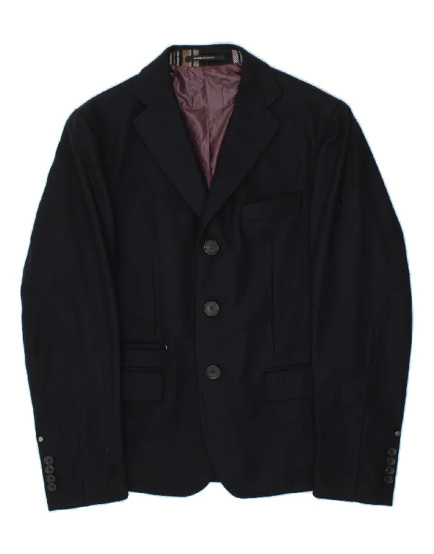 Men's Coats for SpringANDREA VERSALI Mens 3 Button Blazer Jacket IT 50 Large Navy Blue Wool