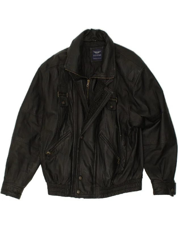 Men's Coats with Stretch FabricARIZONA Mens Leather Jacket IT 52 XL Black Leather