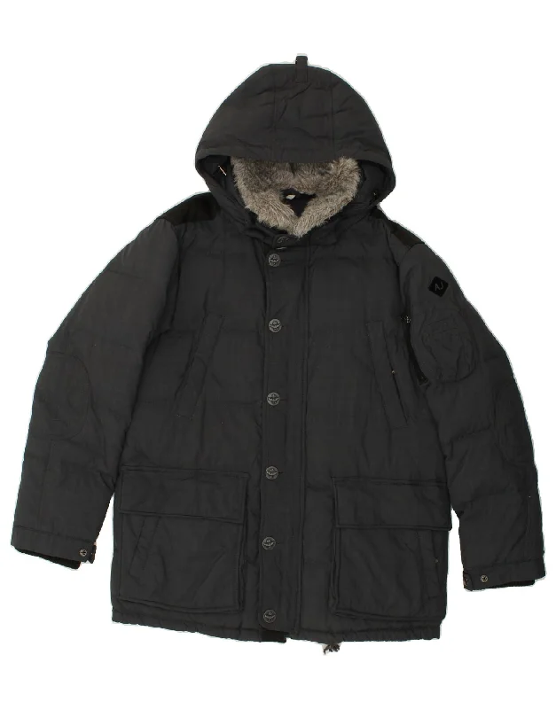 Men's Coats with ZippersARMANI JEANS Mens Hooded Windbreaker Jacket UK 42 XL Navy Blue Polyamide